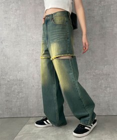 WEGO ヴィンテージウォッシュサイドカットデニムパンツ