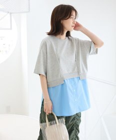 Green Parks 裾タックミニ裏毛シャツドッキングチュニック