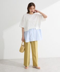 Green Parks 裾タックミニ裏毛シャツドッキングチュニック