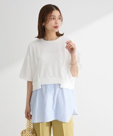 Green Parks 裾タックミニ裏毛シャツドッキングチュニック