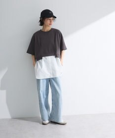 Green Parks 裾タックミニ裏毛シャツドッキングチュニック