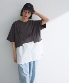 Green Parks 裾タックミニ裏毛シャツドッキングチュニック