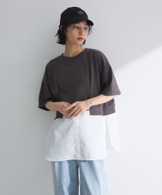 Green Parks 裾タックミニ裏毛シャツドッキングチュニック