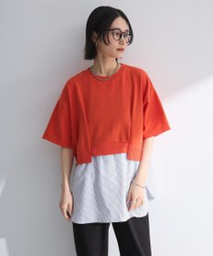 Green Parks 裾タックミニ裏毛シャツドッキングチュニック