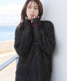 Tiaclasse 【洗える】ふわふわ片畦ラメシャギーカーディガン