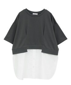 Green Parks 裾タックミニ裏毛シャツドッキングチュニック