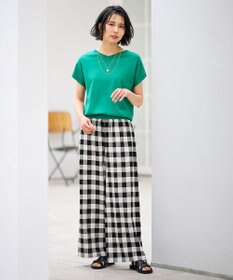 ANY 【ウエストゴム】リネンレーヨンワイドパンツ