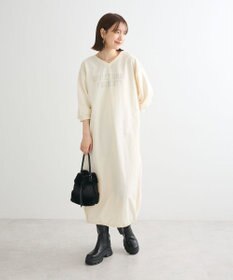 Green Parks ７分袖裏毛ドッキングロゴワンピース