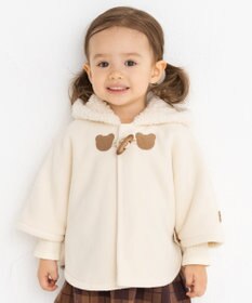 MIKI HOUSE HOT BISCUITS 【70-90cm】 お耳付きボアフリース ダッフルマント