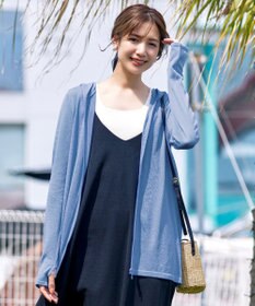 Tiaclasse 【洗える】UVケア機能付きサマーニットロングジップパーカー