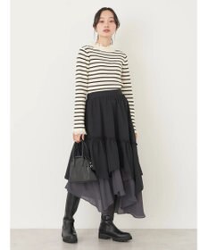 earth music&ecology レースドッキングリブニット