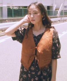 earth music&ecology スウェード調フリンジベスト