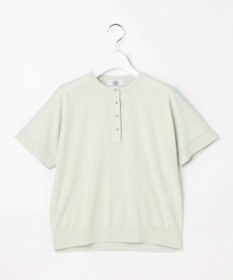 J.PRESS LADIES COOL MINT COTTON POLYESTER ヘンリーネック ニット プルオーバー