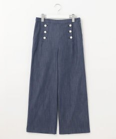 J.PRESS LADIES 【洗える】セルロースシャンブレー セミワイド マリン パンツ