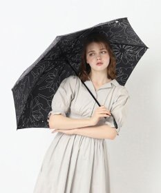 MOONBAT 【新色追加】ランバン オン ブルー 折りたたみ傘 フラワー柄サテンジャガードプリント 簡単開閉