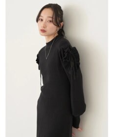 earth music&ecology 袖シアーフリルニットワンピース