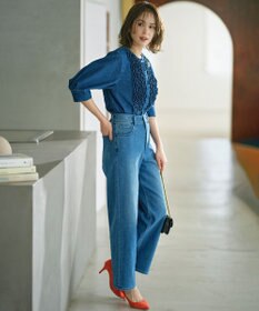 組曲 S 【WEB限定】フロントフリル デニムブラウス