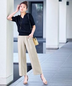 Tiaclasse 【日本製・洗える】麻調ワイドパンツ