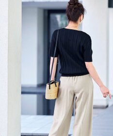 Tiaclasse 【日本製・洗える】麻調ワイドパンツ