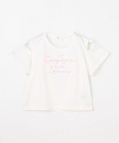 ANY KIDS 【洗濯機可能】肩あき ロゴ刺繍Tシャツ