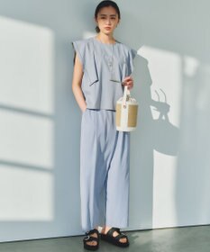 組曲 【先行予約】スムースクロス ラップ見えワイドパンツ