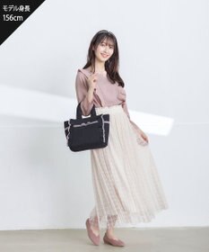 Tiaclasse 【洗える】チェック柄チュールレーススカート