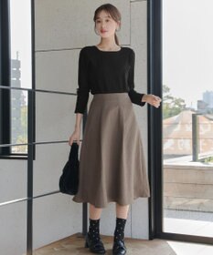 Tiaclasse 【洗える】ふくれジャガードタックフレアスカート