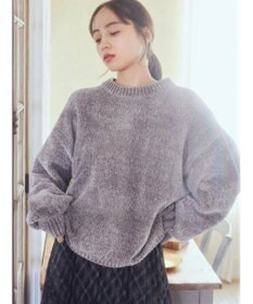 earth music&ecology シャイニーベロアモールプルオーバー