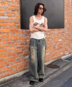 WEGO グラフィックリブタンクトップ