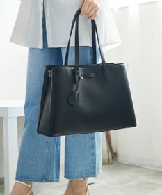 style code 【MERCURYDUO/マーキュリーデュオ】通勤、通学、リクルート両アオリポケットA4トートバッグ　キーチャーム付