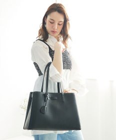 style code 【MERCURYDUO/マーキュリーデュオ】通勤、通学、リクルート両アオリポケットA4トートバッグ　キーチャーム付