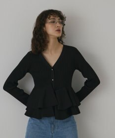 GRACE CONTINENTAL ペプラムニットカーディガン