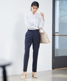 23区 【洗える】ジオメトリックパターン ボウタイ ブラウス