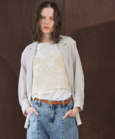 YECCA VECCA 【2点SET】刺繍メッシュキャミセットコットンTee