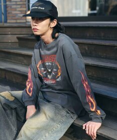 WEGO 【ユニセックス着用ITEM/MLサイズ展開】ヴィンテージライクグラフィックT（LS）