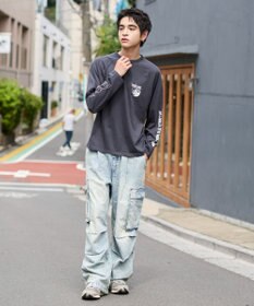 WEGO 【ユニセックス着用ITEM/MLサイズ展開】スリーブロゴグラフィックラグランT（LS）