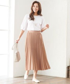 ANY 【WEB限定・接触冷感】シルケットスムース ギャザーパフスリーブトップス