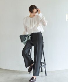 UNFILO イージーケア ラッフルカラー ブラウス