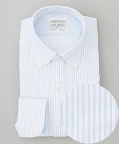 GOTAIRIKU 春夏向け【形態安定】SUMMERPREMIUMPLEATS_スモールボタンダウンカラー 長袖ドレスシャツ_ストライプ(25年春夏モデル)