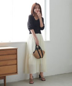 Feroux 【洗える】コットンボイルティアード スカート