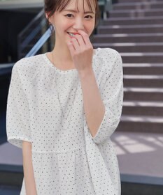 Tiaclasse 【洗える】楊柳ドットギャザーブラウス