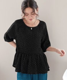 Tiaclasse 【洗える】楊柳ドットギャザーブラウス