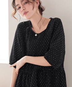 Tiaclasse 【洗える】楊柳ドットギャザーブラウス