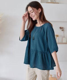 Tiaclasse 【洗える】楊柳ドットギャザーブラウス