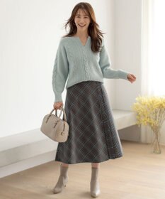 ANY SIS 【洗える】サイドプリーツチェックフレア スカート