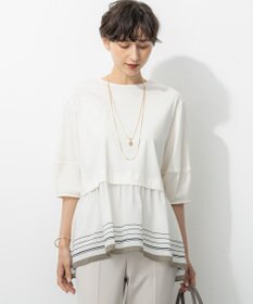 23区 【汗じみ防止加工】スカーフプリントコンビ ヘムデザイン チュニック