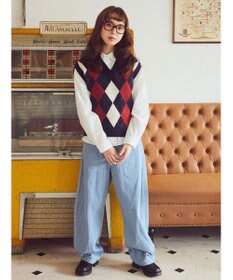 earth music&ecology アーガイルニットベスト