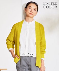 自由区 S 【WEB限定カラーあり・洗える】リネンミドルゲージニット カーディガン