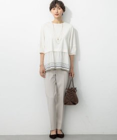 23区 L 【汗じみ防止加工】スカーフプリントコンビ ヘムデザイン チュニック