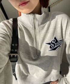 WEGO ハーフジップショートスウェット